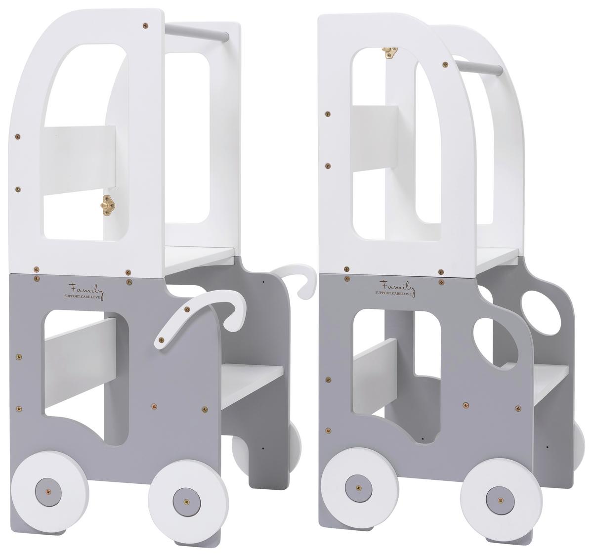 Hochstuhl Car Step Stool Aus Holz Grau/weiß - Weiß/Grau, Basics, Holz (38/90/40cm)