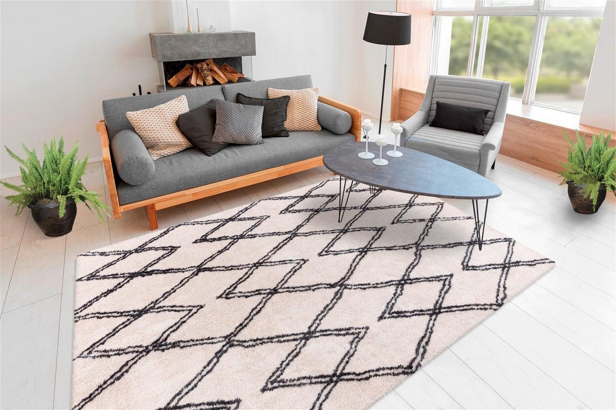 HOCHFLORTEPPICH Creme/Weiß - Creme, KONVENTIONELL, Textil (160/230cm) - Kayoom