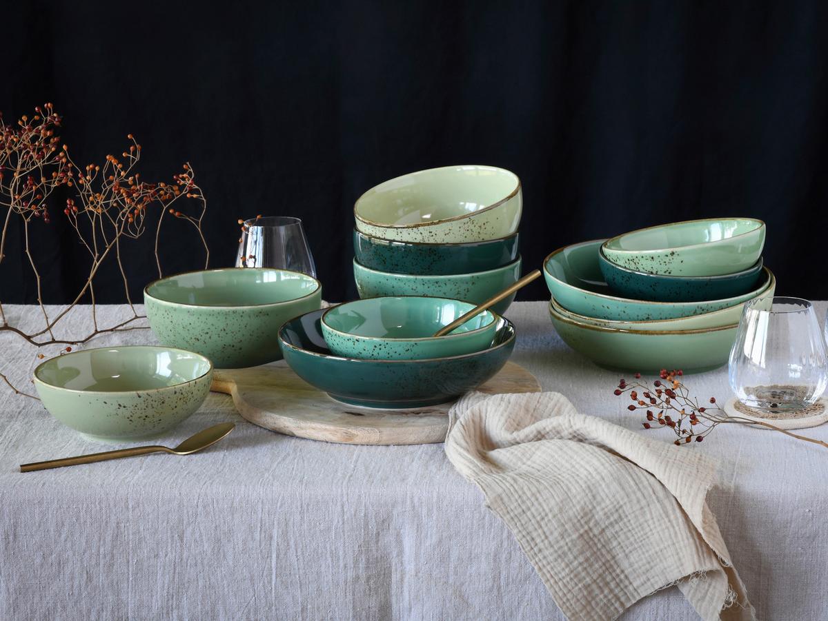 Schüsselset Nature Grün 12-teilig - Grün, Basics, Keramik - Creatable