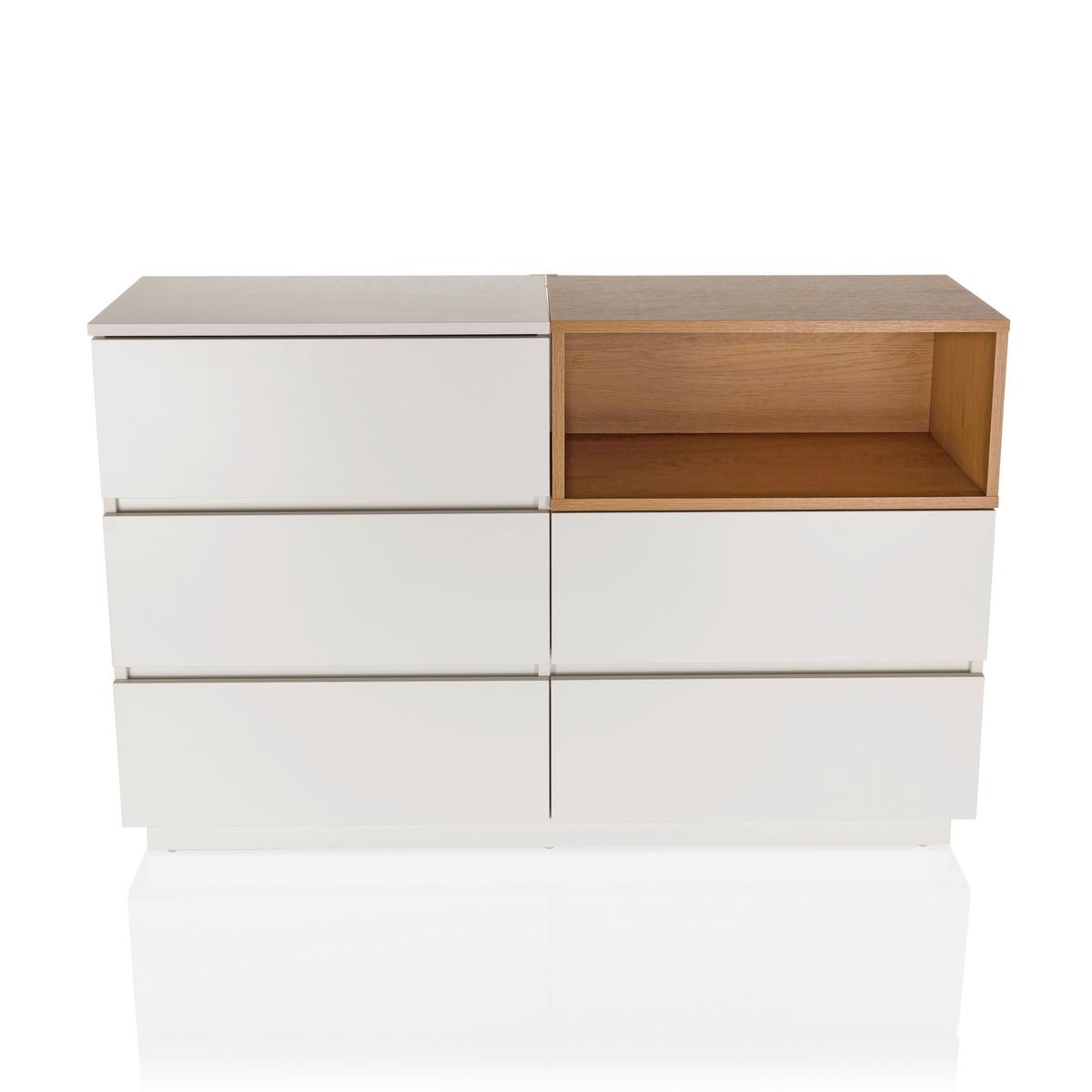 Sideboard Melmo S Weiß/eichefarben B: 120 Cm - Eichefarben/Weiß, MODERN, Holzwerkstoff (120/76/40cm) - MID.YOU