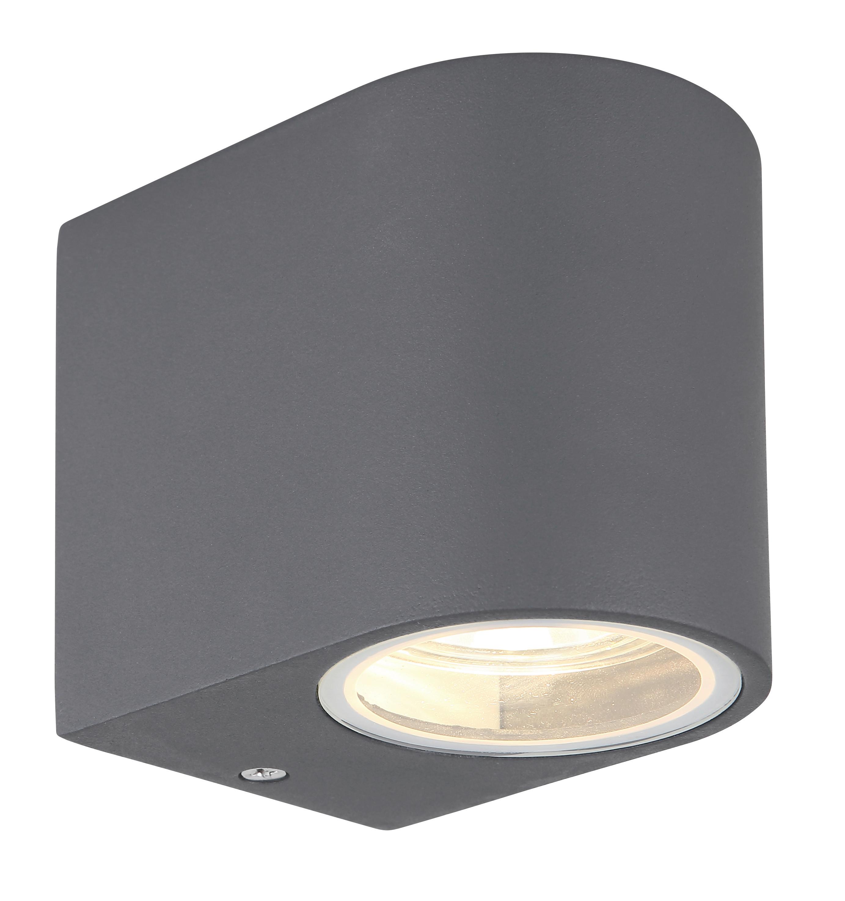 Außenleuchte 35 W Glas/Aluminium - Klar/Anthrazit, Design, Glas/Metall (6,8/9,2/8,1cm) - Globo