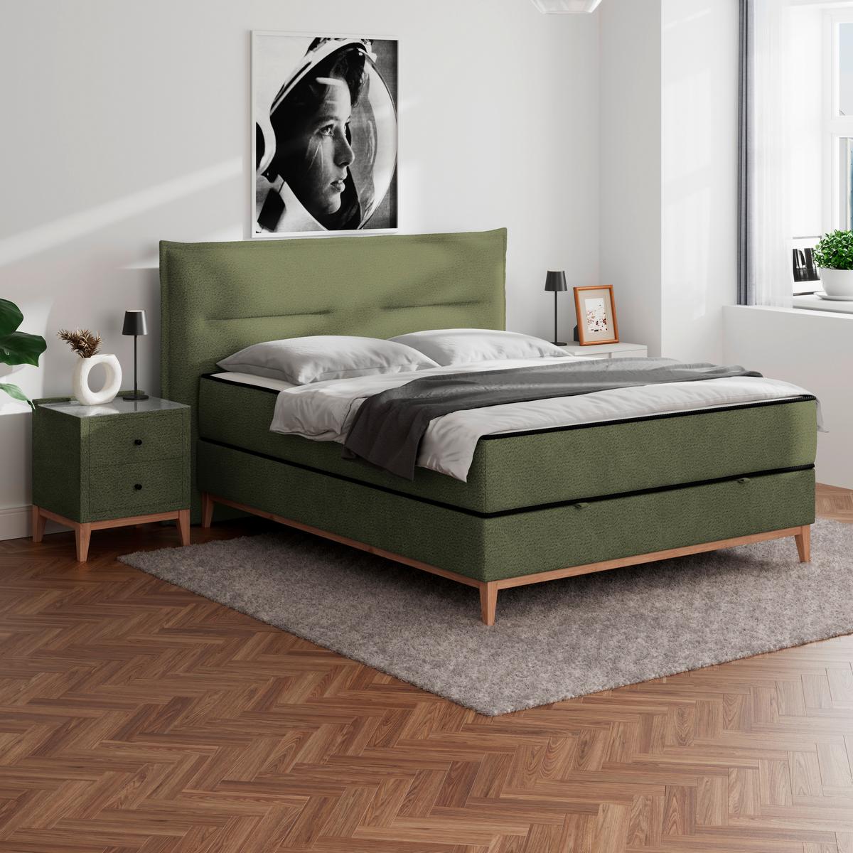 Boxbett Smile inkl. Matratze 180x200 - Grün, KONVENTIONELL, Holz/Holzwerkstoff (180/200cm) - James Wood