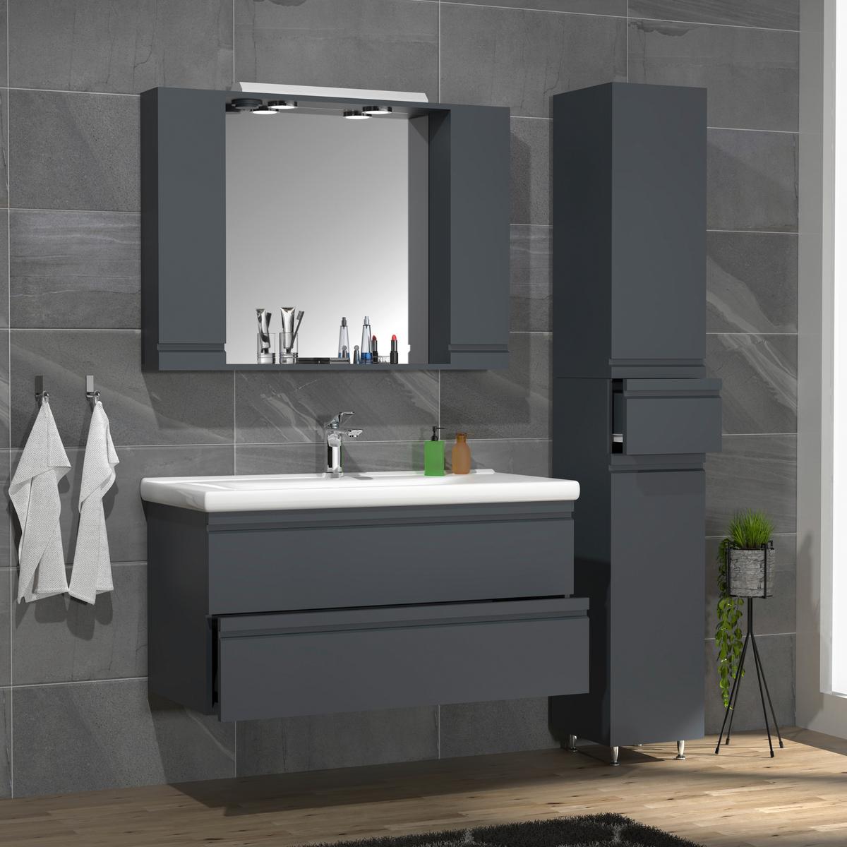 Badezimmer Silora Xl - Anthrazit, MODERN, Glas/Keramik (130cm) - MID.YOU