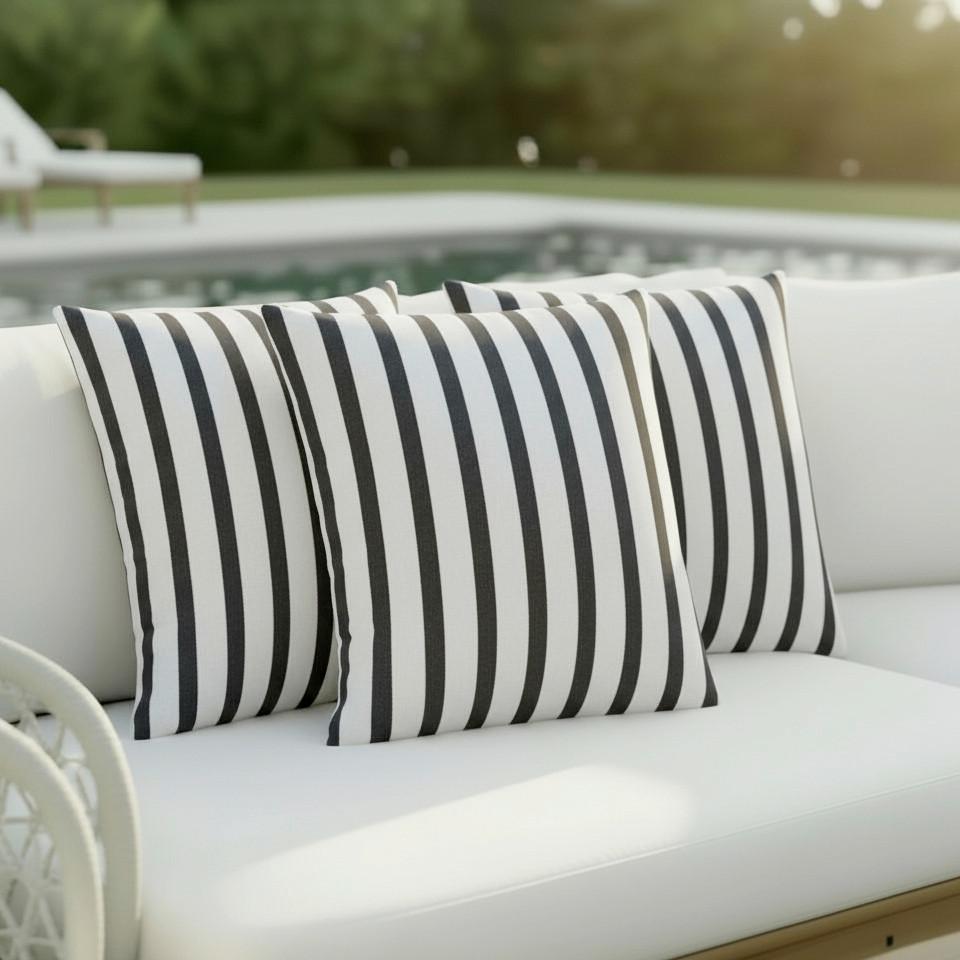 VENKOVNÍ POLŠTÁŘ GIADA - bílá/černá, Moderní, textil (45cm) - Bessagi Garden