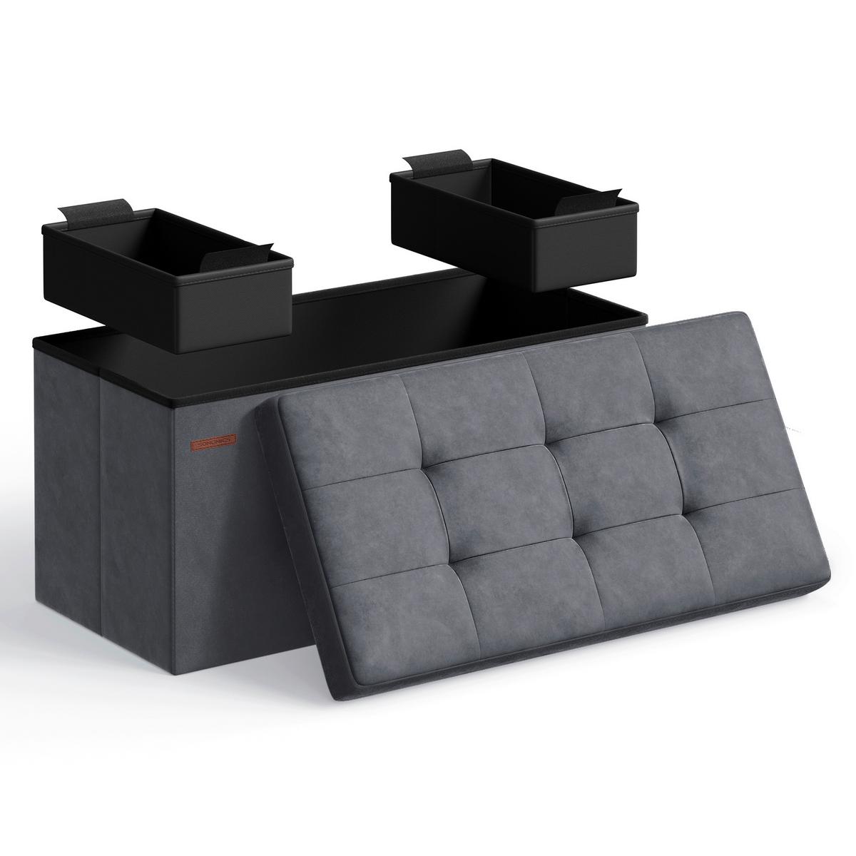 Sitzbox Grau B: 76cm - Grau, Basics, Holzwerkstoff/Textil (76/38/38cm)