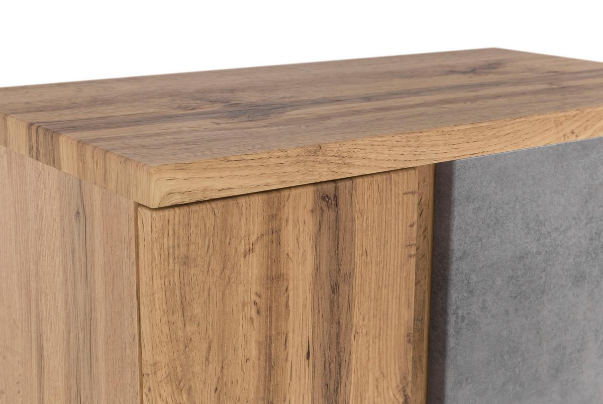 Midischrank Bad Landos BxH 65x130 cm Eiche Wotan - Eiche Wotan/Hellgrau, MODERN, Holzwerkstoff (65/130/35cm) - Held