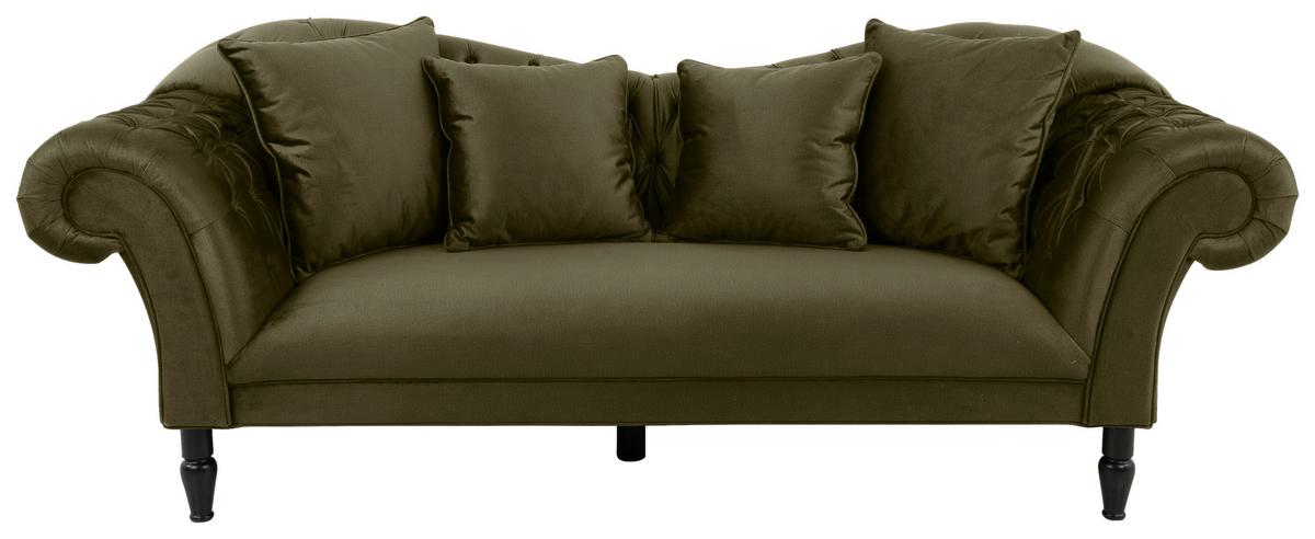 3-Sitzer-Sofa Cupido - Schwarz/Olivgrün, Design, Textil (242/91/104cm) - MID.YOU