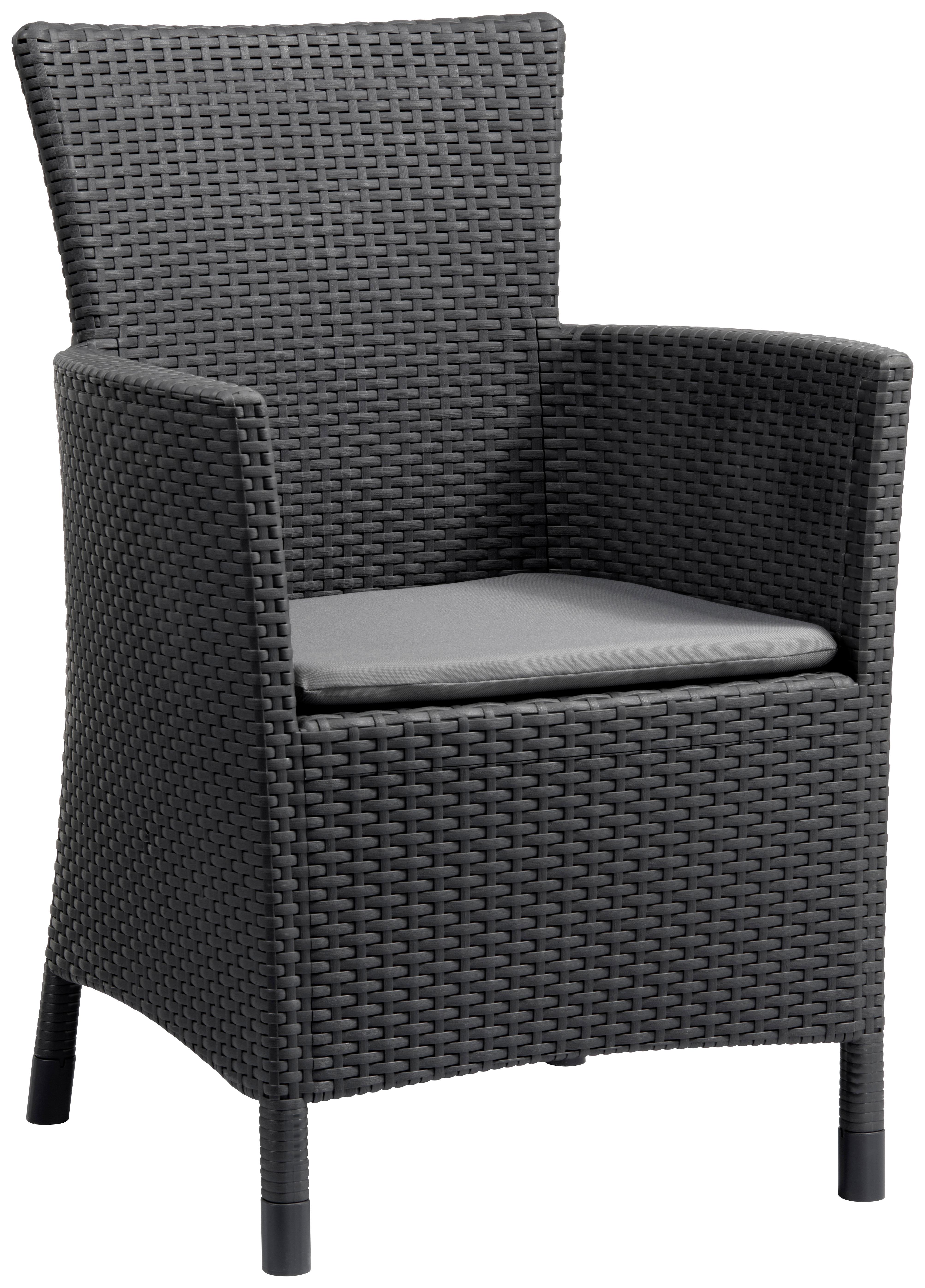 Gartensessel Iowa Polyrattan mit Polster - Hellgrau/Graphitfarben, MODERN, Kunststoff (60/89/62cm) - Allibert