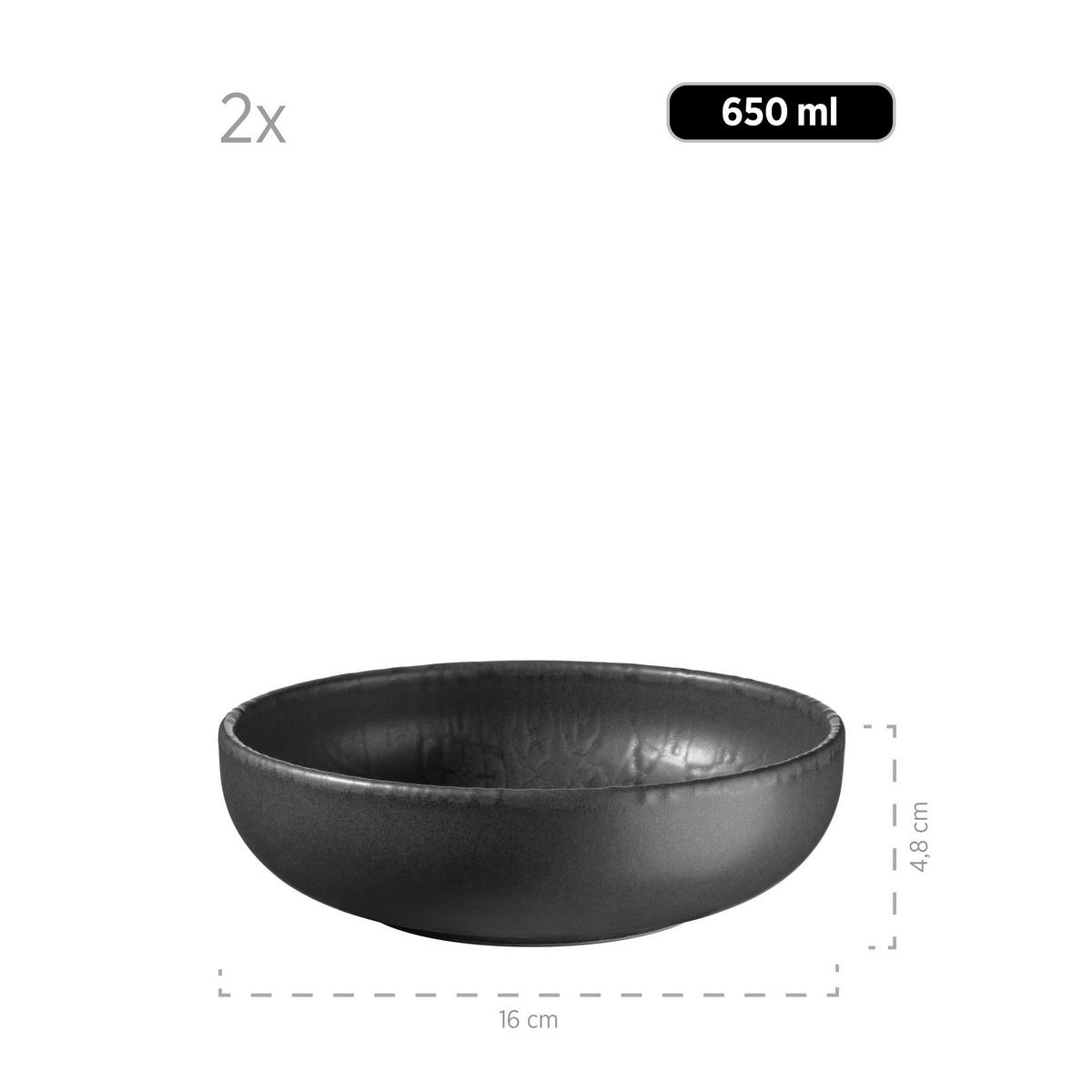 Kombiservice Steinzeug Schwarz 8--Teilig. - Schwarz, Basics, Keramik - Mäser