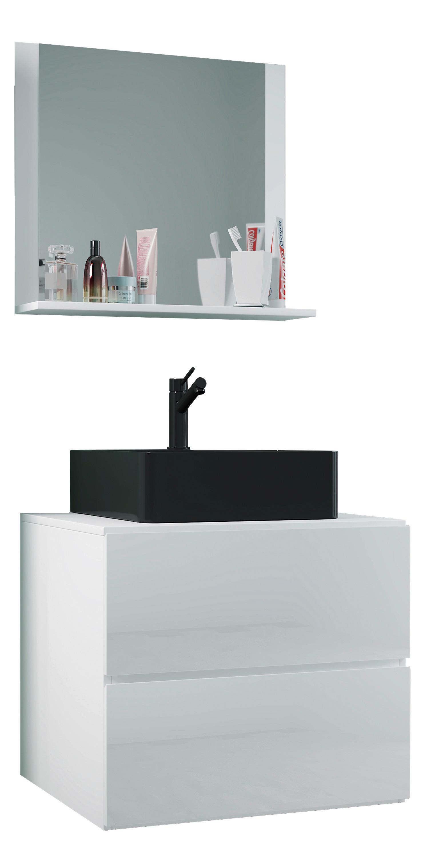 Badezimmer Lendas Bl M - Schwarz/Weiß, MODERN, Glas/Keramik (61cm) - MID.YOU