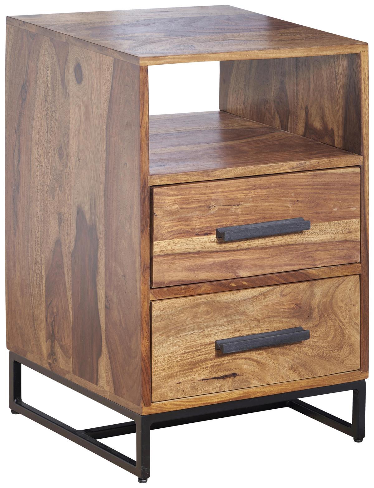 Nachttisch Sheeshamfarben B: 40 cm - Sheeshamfarben/Schwarz, Design, Holz/Metall (40/66/35cm) - MID.YOU