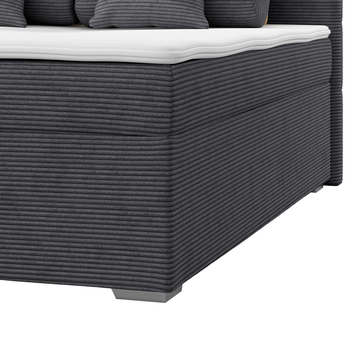 Čalúnená posteľ ADRIA 160x200 cm,antracitová - antracitová/chrómová, Konventionell, drevo/textil (160/200cm)