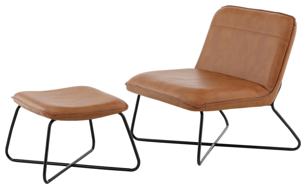 Sesselset X-Lounge - Schwarz/Braun, Design, Textil/Metall (78/71/75cm) - Livetastic