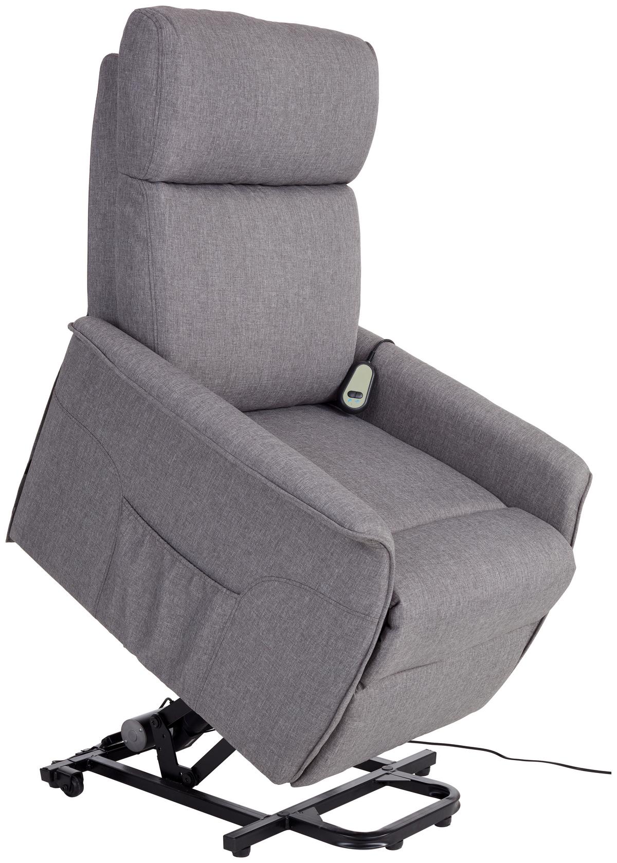 Fernsehsessel Elektrisch Graham Stoffbezug Grau - Grau, KONVENTIONELL, Textil/Metall (66/80-97/90-159,5cm) - Luca Bessoni