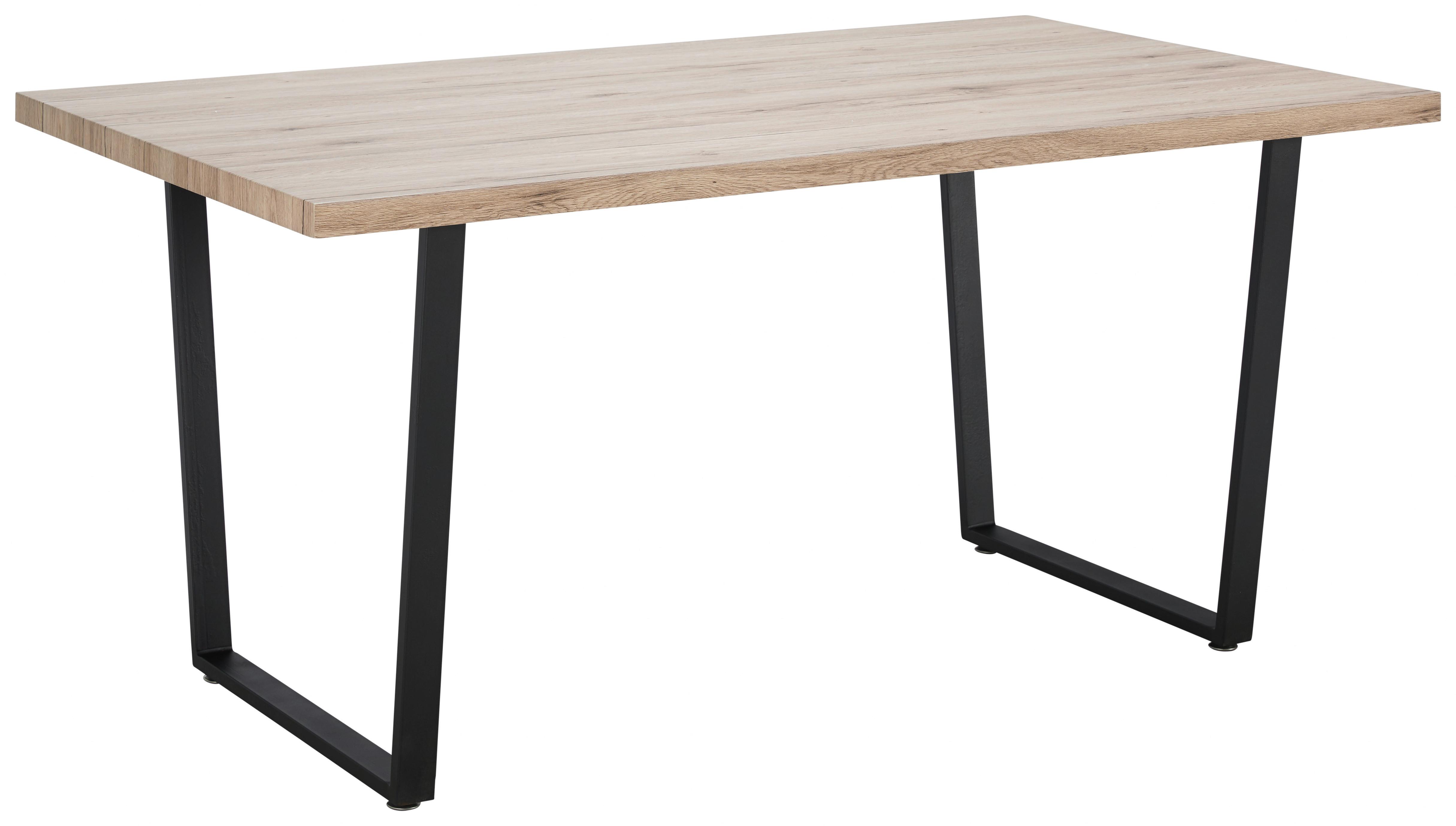 Jedálenský stôl Dave 160x90 cm - čierna/farba duba, Modern, kov/drevo (160/90/76cm) - Modern Living