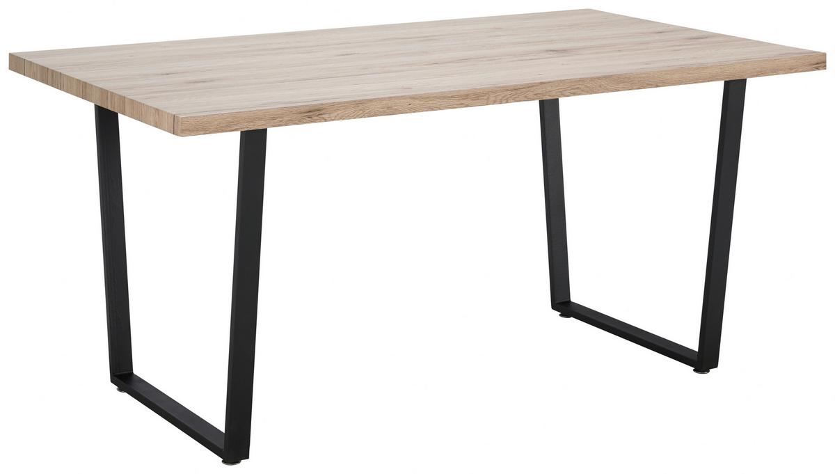 Jedálenský stôl Dave 160x90 cm - čierna/farba duba, Modern, kov/drevo (160/90/76cm) - Modern Living