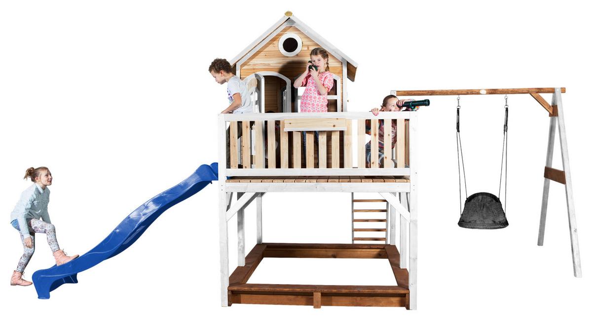 Spielturm A030.158.31 - Blau/Braun, KONVENTIONELL, Holz (613/291/277cm) - Ambia Garden