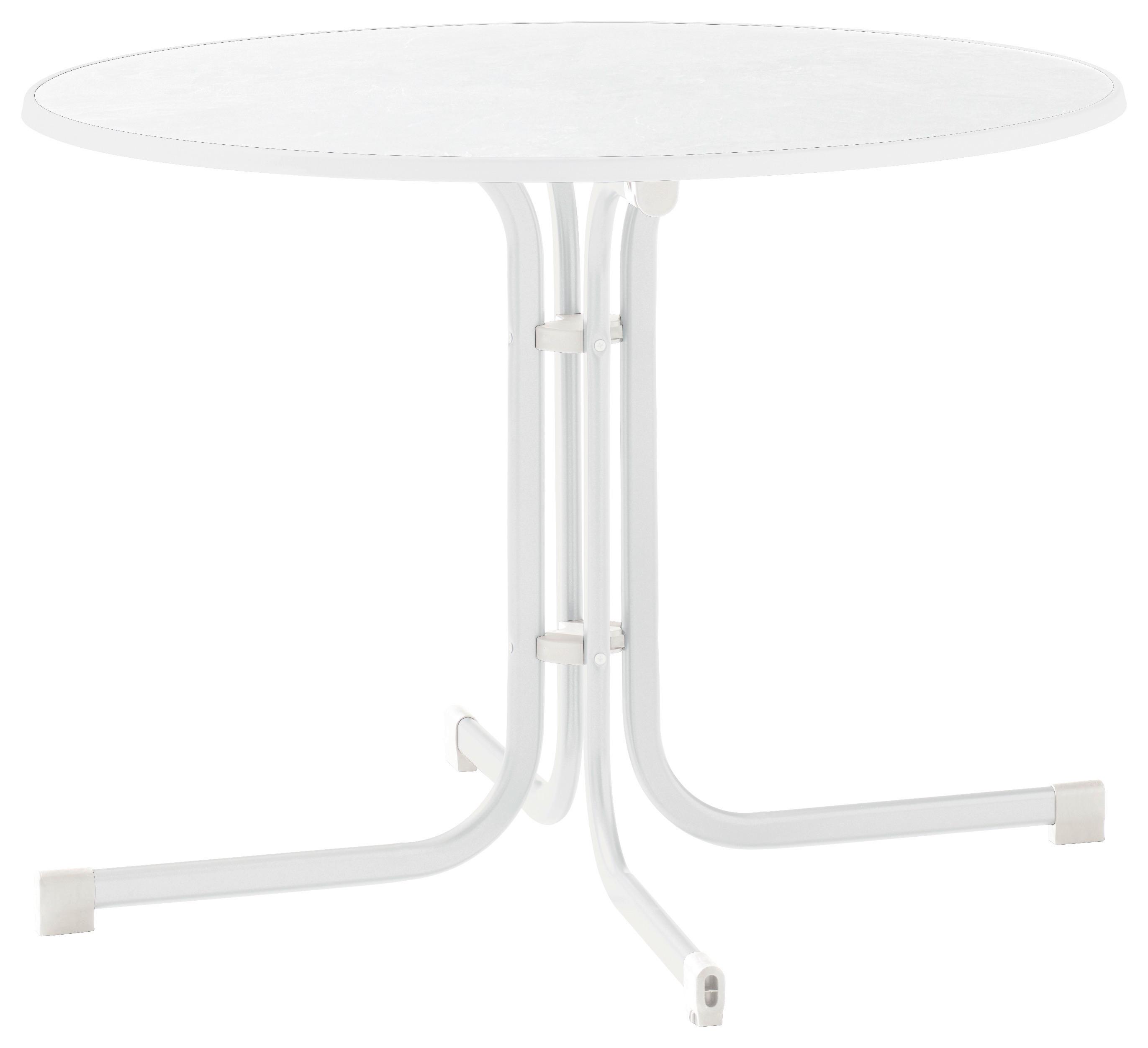 Gartentisch Klappbar Stahl D: 100cm - Weiß, MODERN, Holzwerkstoff/Metall (100/72cm) - Sieger