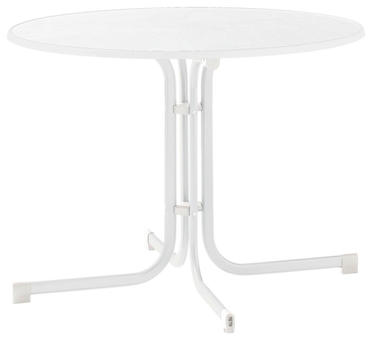 Gartentisch Klappbar Stahl D: 100cm - Weiß, MODERN, Holzwerkstoff/Metall (100/72cm) - Sieger