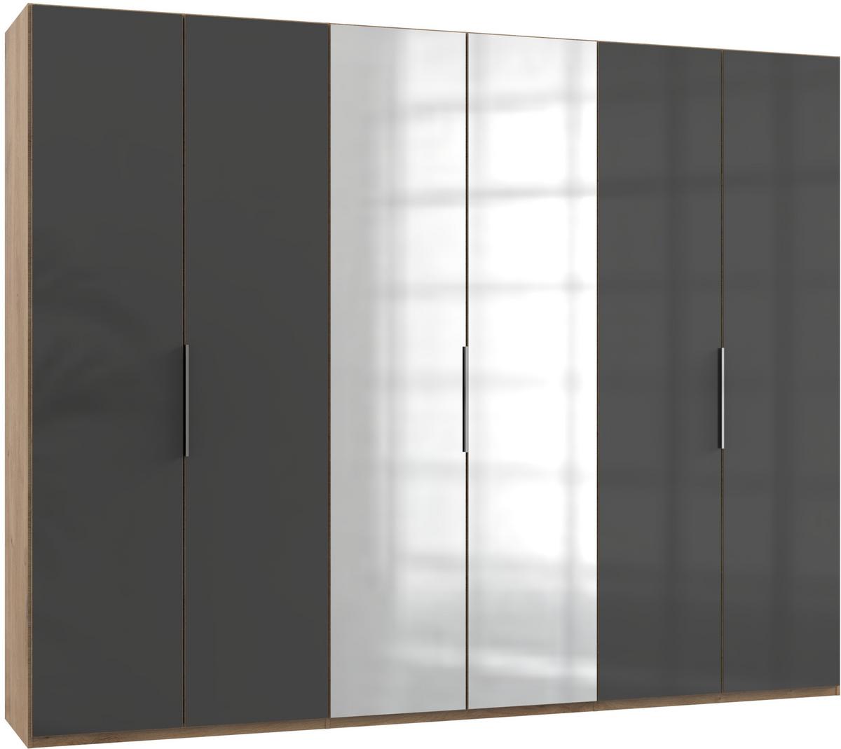 Drehtürenschrank 300cm Level, Grau/eiche Dekor - Eichefarben/Grau, MODERN, Glas/Holzwerkstoff (300/236/58cm) - MID.YOU