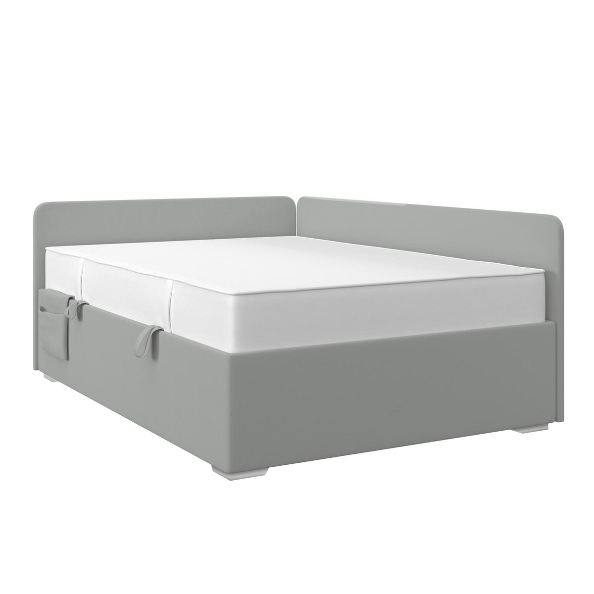 Polsterbett Remi - Chromfarben/Hellgrau, MODERN, Holz/Textil (140/200cm)