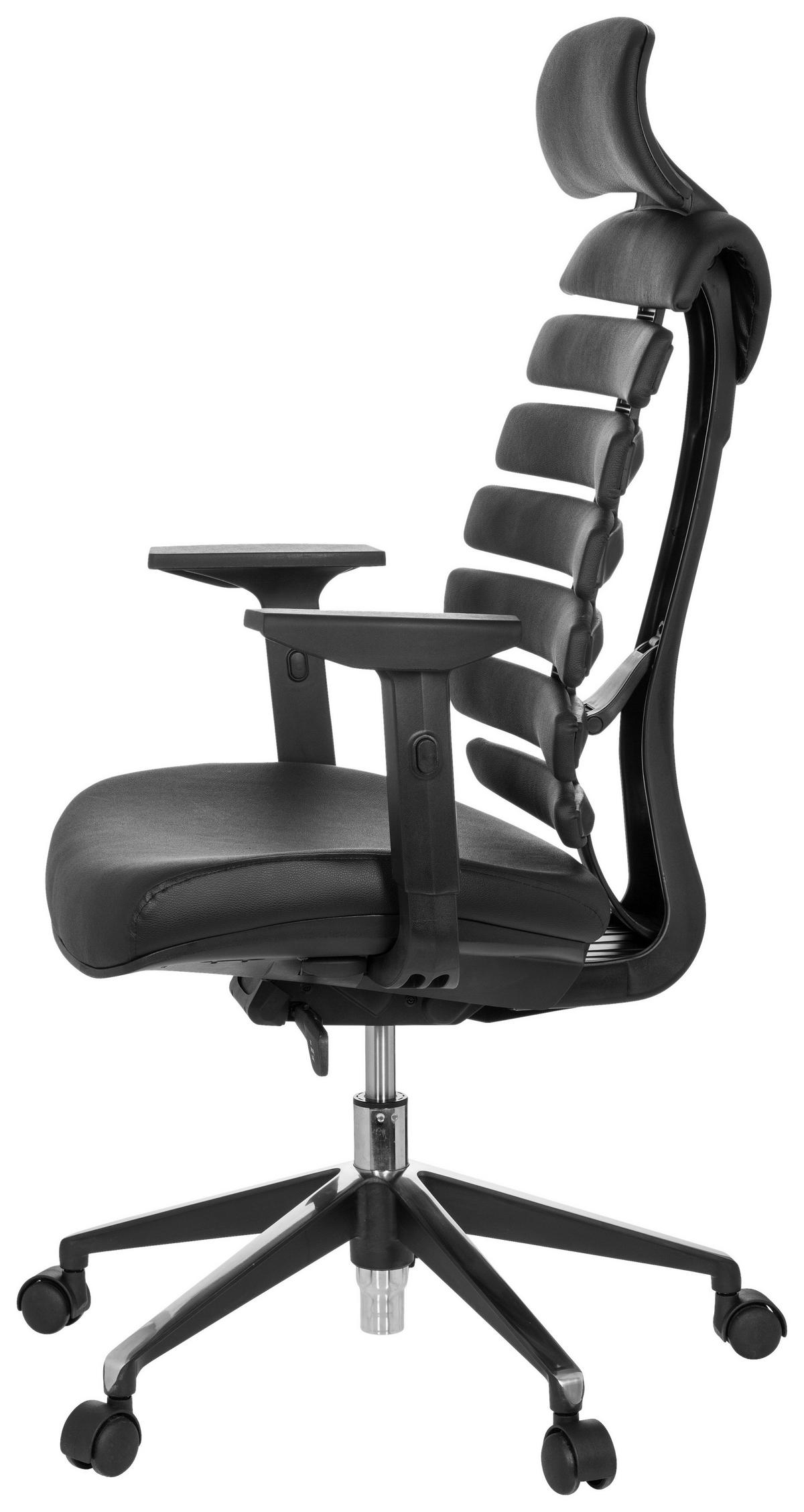 Drehstuhl Ergo Line Ii Pro Schwarz - Alufarben/Schwarz, MODERN, Leder/Kunststoff (65/131/53cm) - MID.YOU