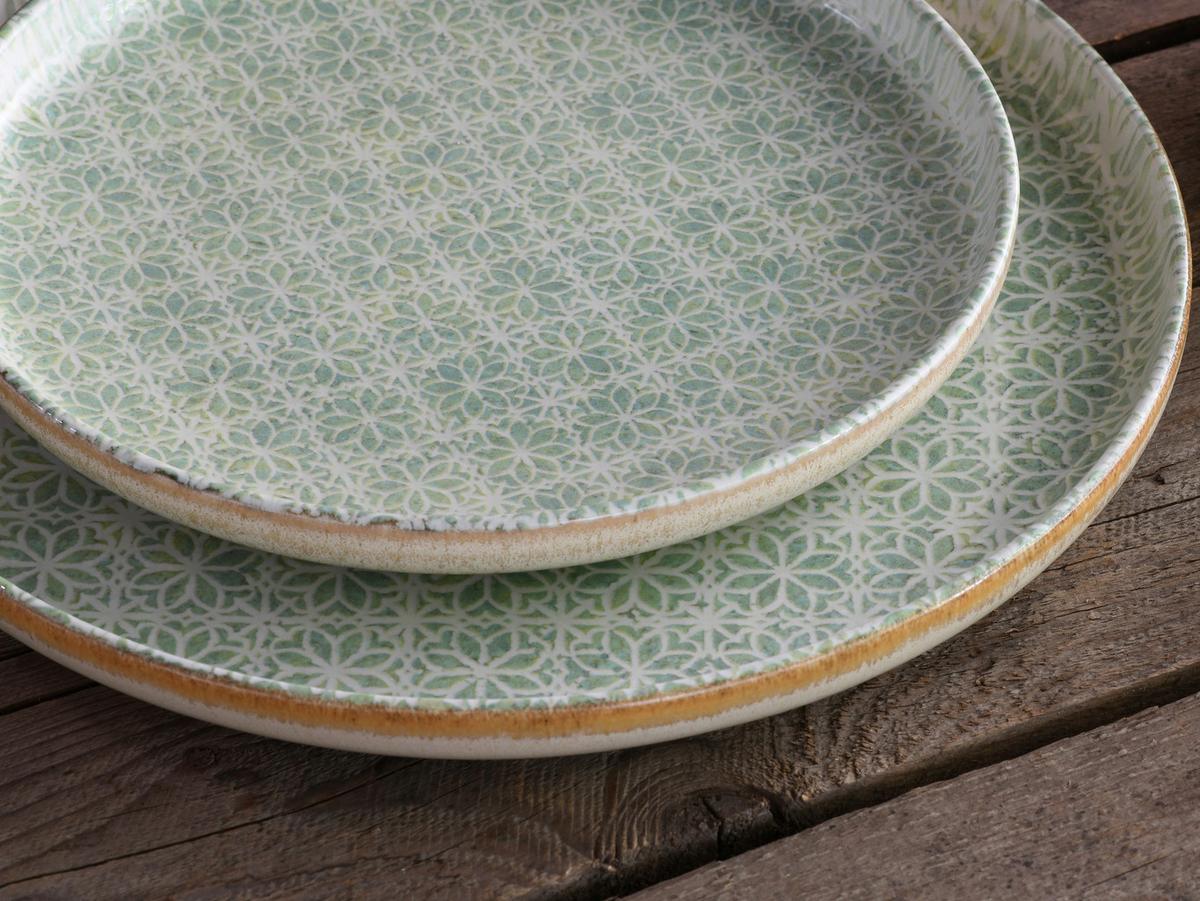 Tafelservice Uno Emiliana 12--Teilig., Creme, Grün - Creme/Grün, Basics, Keramik - Creatable