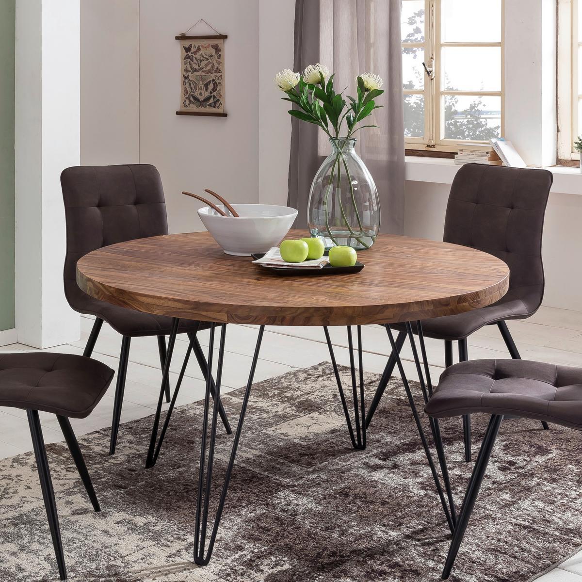 Esstisch Wl5.201 - Sheeshamfarben/Schwarz, Design, Holz/Metall (120/78cm) - MID.YOU