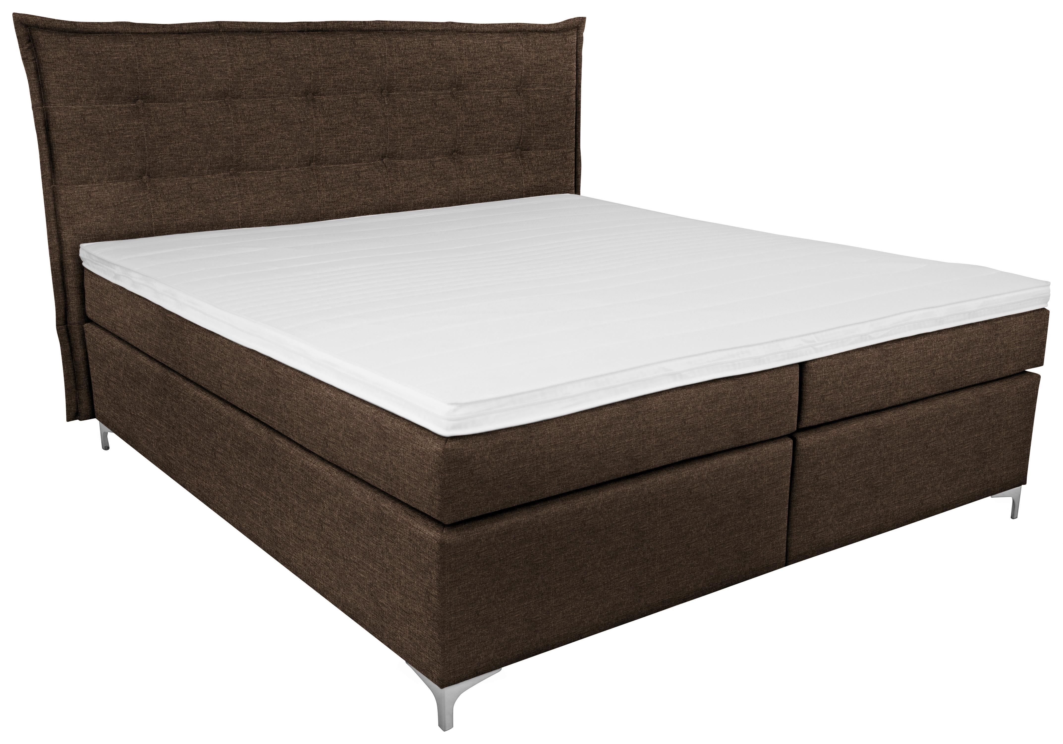 Boxspringbett mit Topper 180x200cm Fabio, Braun - Braun, MODERN, Textil (180/200cm)