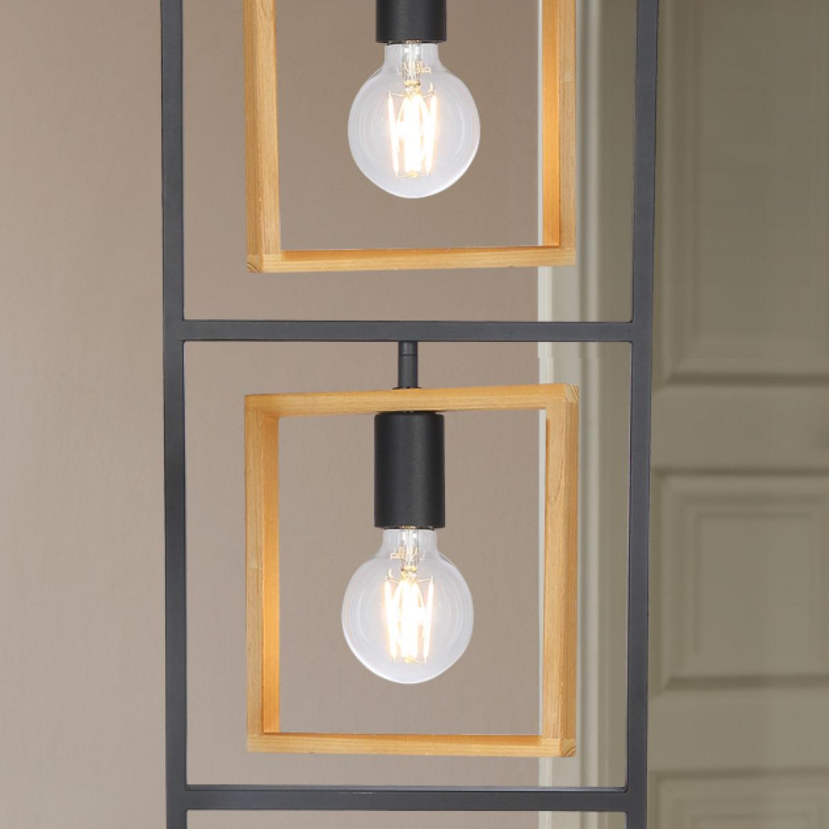 Stehlampe Holz Madeleine Schwarz/natur Mit Schalter - Schwarz, ROMANTIK / LANDHAUS, Holz/Metall (30/20/118cm) - James Wood