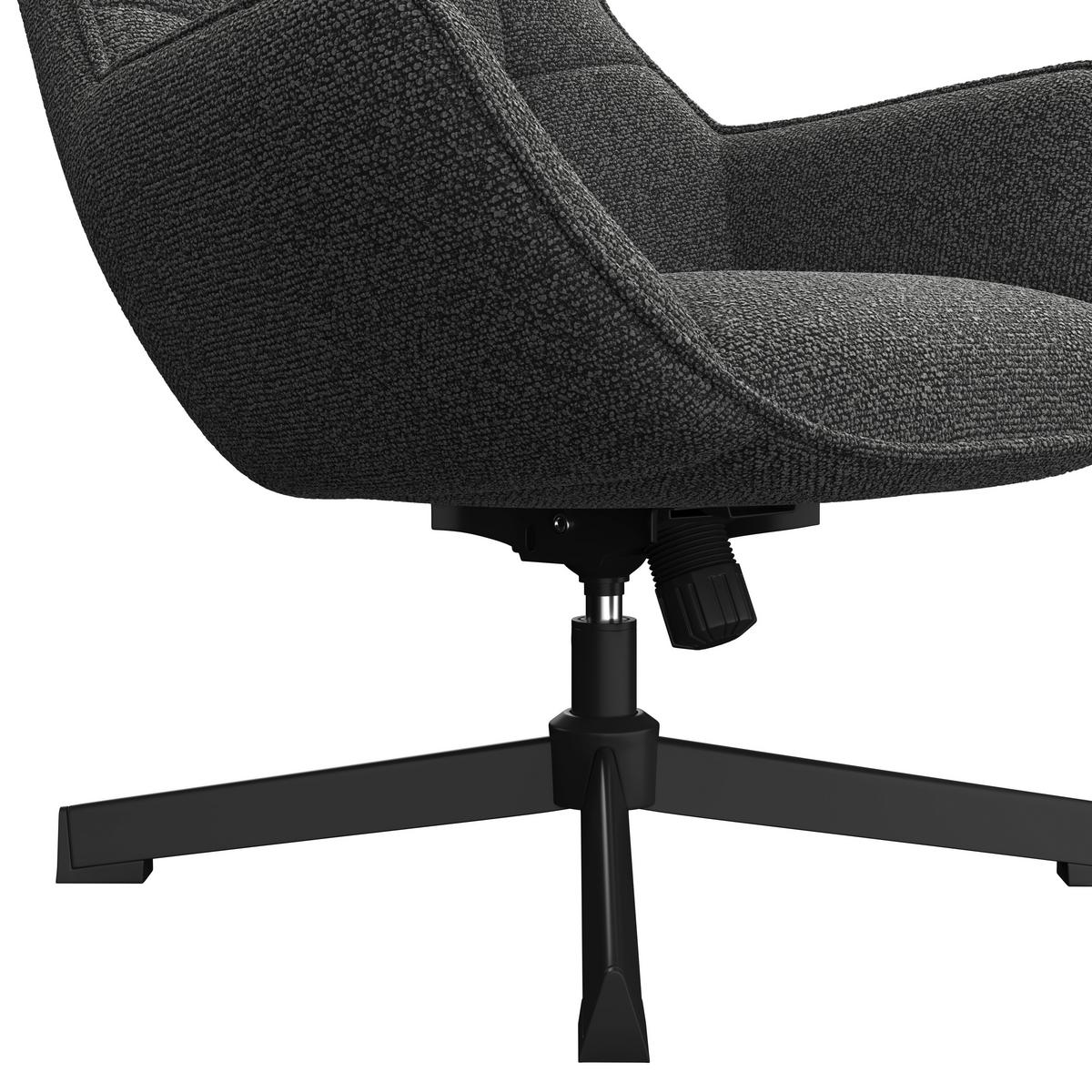 Relaxsessel Bogota Leinenoptik grau, 360° drehbar - Schwarz/Grau, MODERN, Textil/Metall (76/101/86cm) - Luca Bessoni