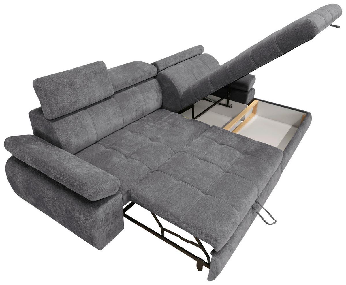 Rohová sedačka VEGAS, pravá, tmavosivá ženilka - čierna/tmavosivá, Design, drevo/textil (294/173cm)
