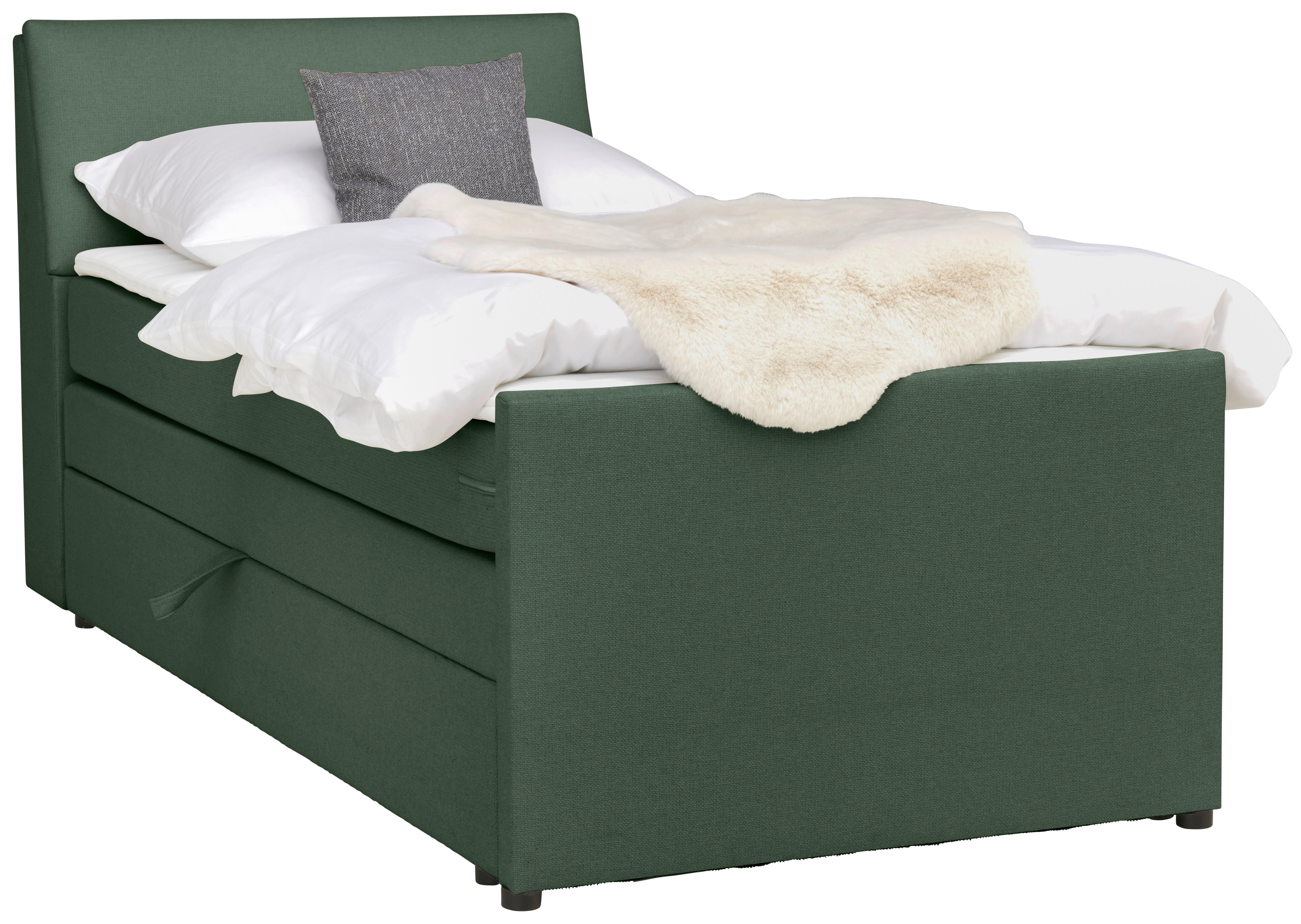Boxspringbett Mit Bettkasten Nida 100x200 Cm Grün - Schwarz/Grün, MODERN, Holz/Textil (100/200cm) - MID.YOU