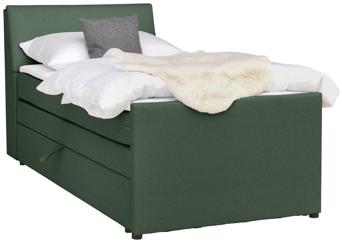Boxspringbett Mit Bettkasten Nida 100x200 Cm Grün - Schwarz/Grün, MODERN, Holz/Textil (100/200cm) - MID.YOU