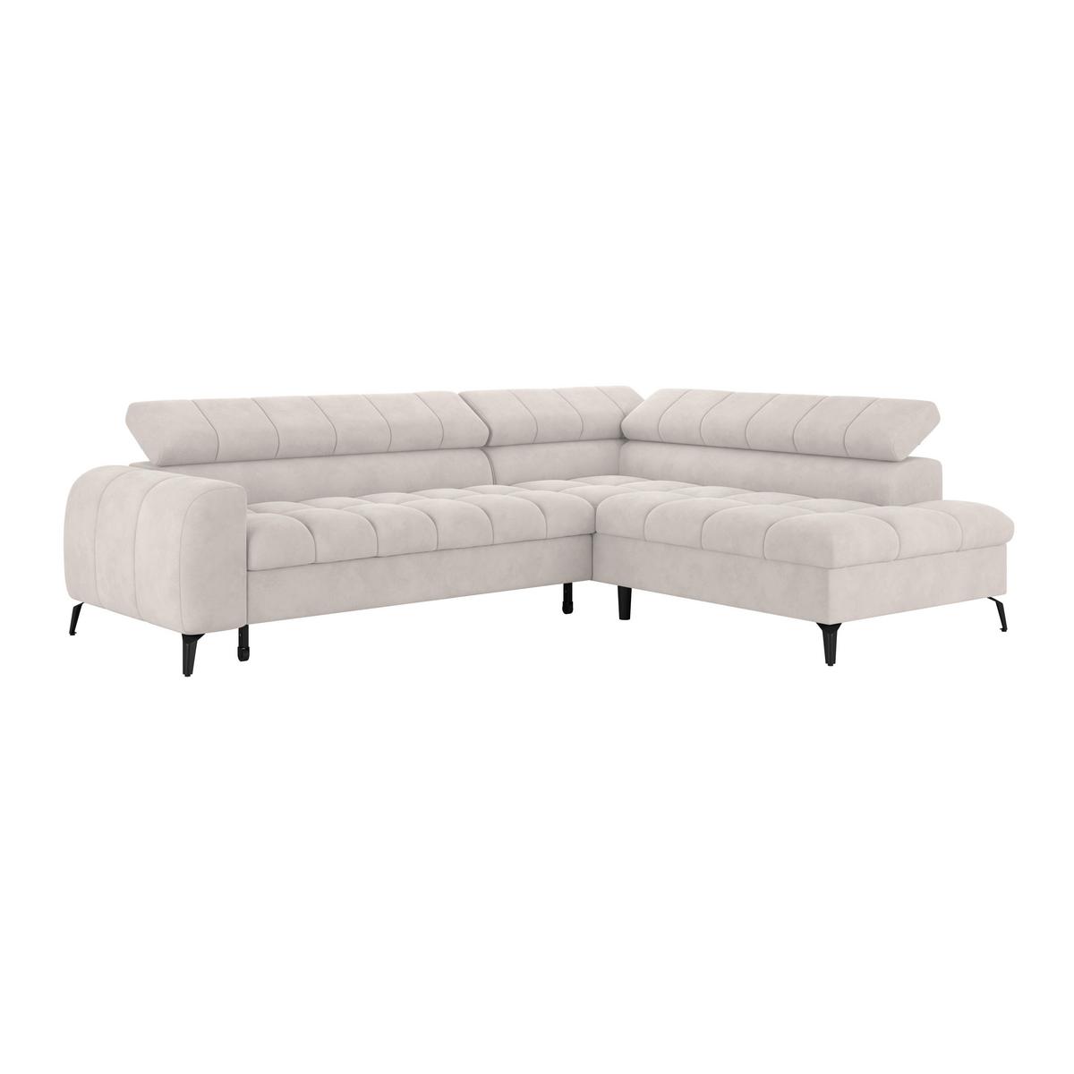 Ecksofa Volf Rechts New Weiß, S: 261x203 cm - Schwarz/Weiß, Trend, Kunststoff/Textil (261/203cm)