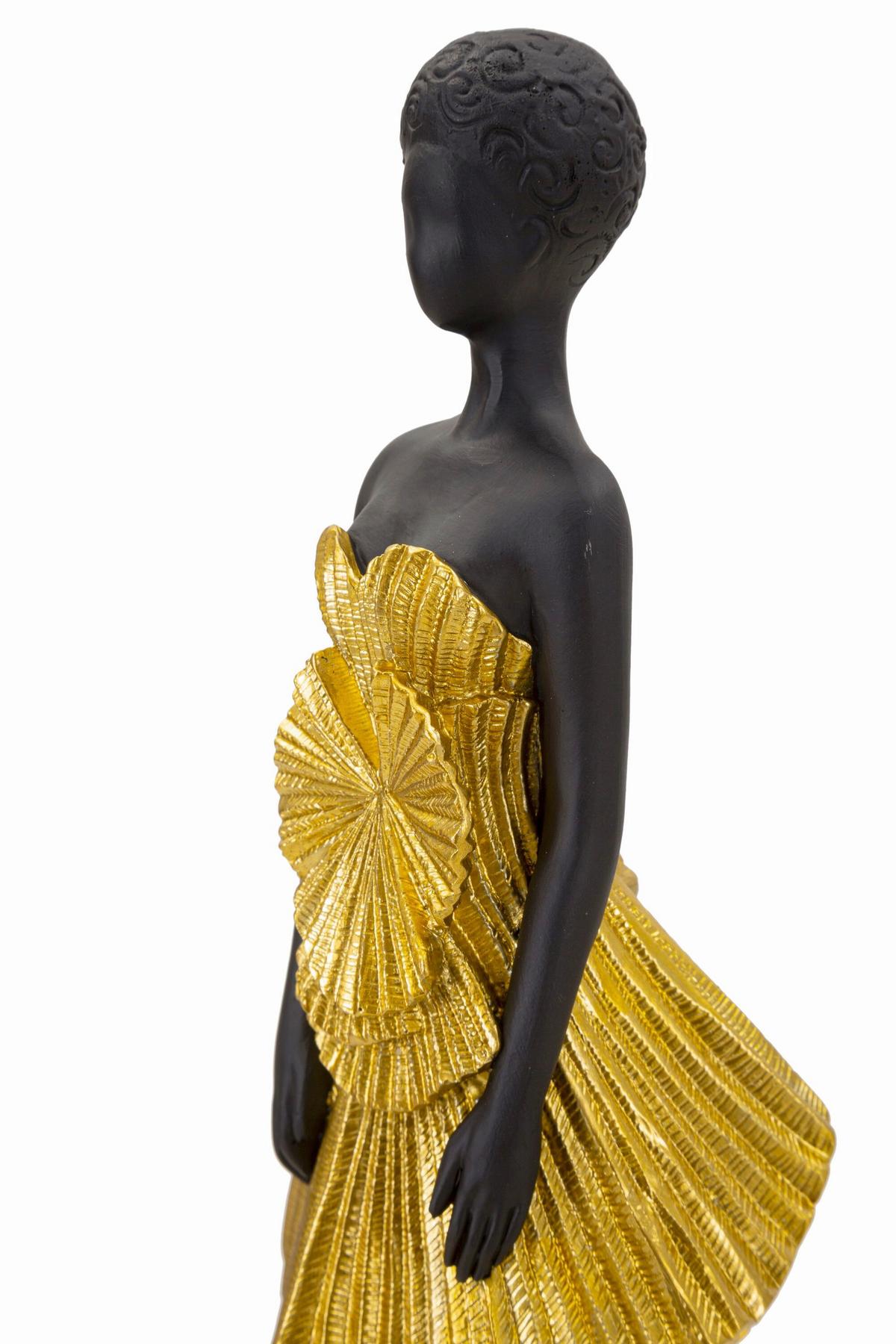 Skulptur Fashion Gold Woman Schwarz Goldfarben, B: 14,5 cm - Goldfarben/Schwarz, Basics, Kunststoff (14.5/33/10cm)