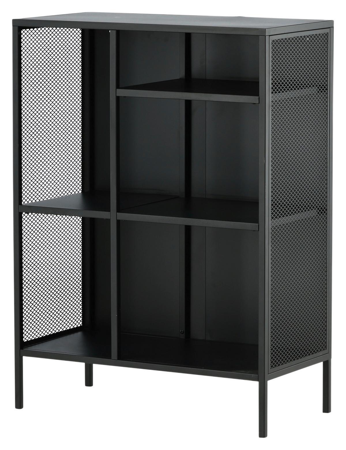 Bücherwand Misha - Schwarz, Design, Metall (80/110/40cm) - Livetastic
