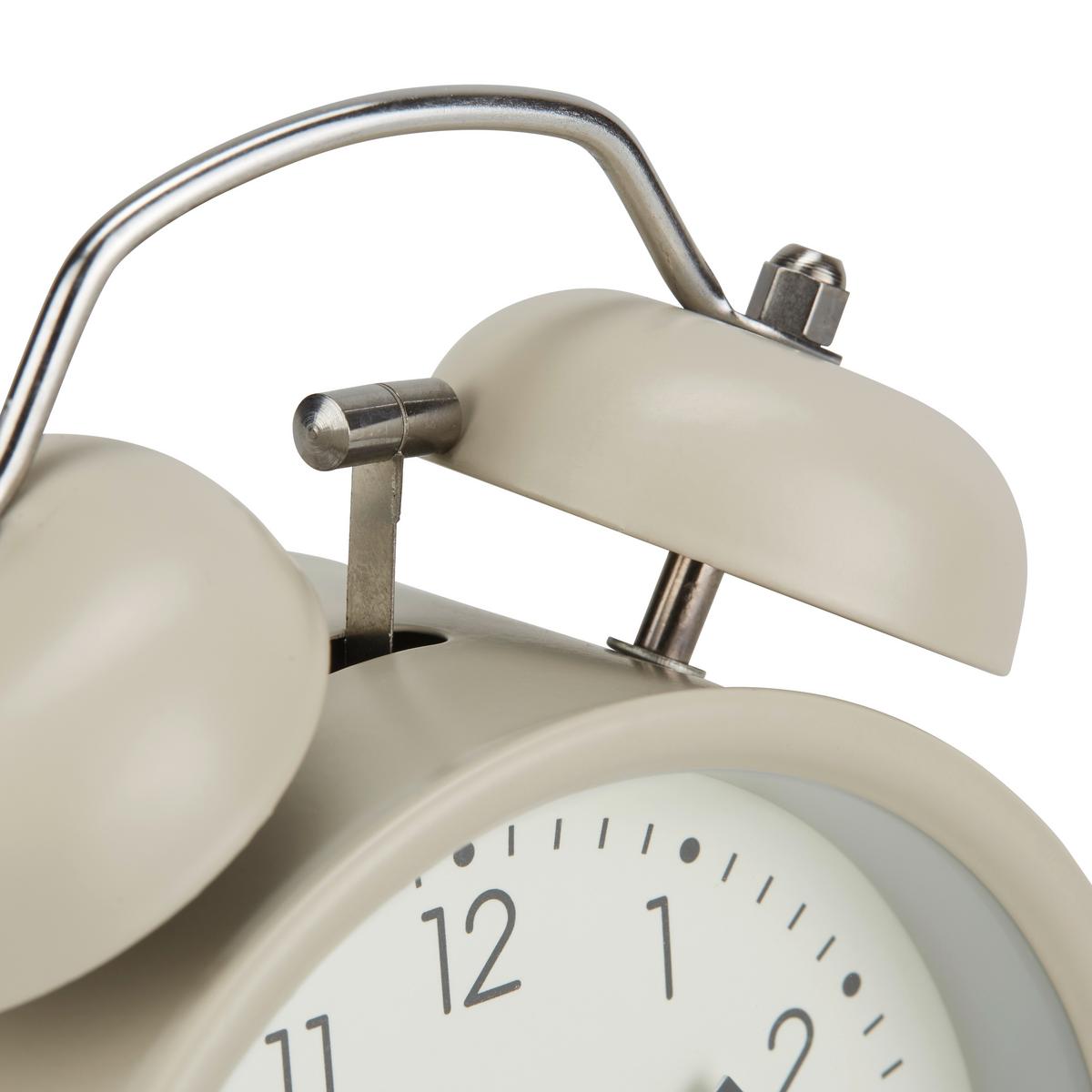 Wecker Alexiana Vintage-Look, H: 13 cm - Hellrosa/Schwarz, Basics, Glas/Papier (9,8/13/5,5cm) - Luca Bessoni