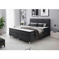 Boxspringbett Mit Topper 180x200 Rotterdam F - Anthrazit/Silberfarben, KONVENTIONELL, Textil (180/115/210cm) - MID.YOU