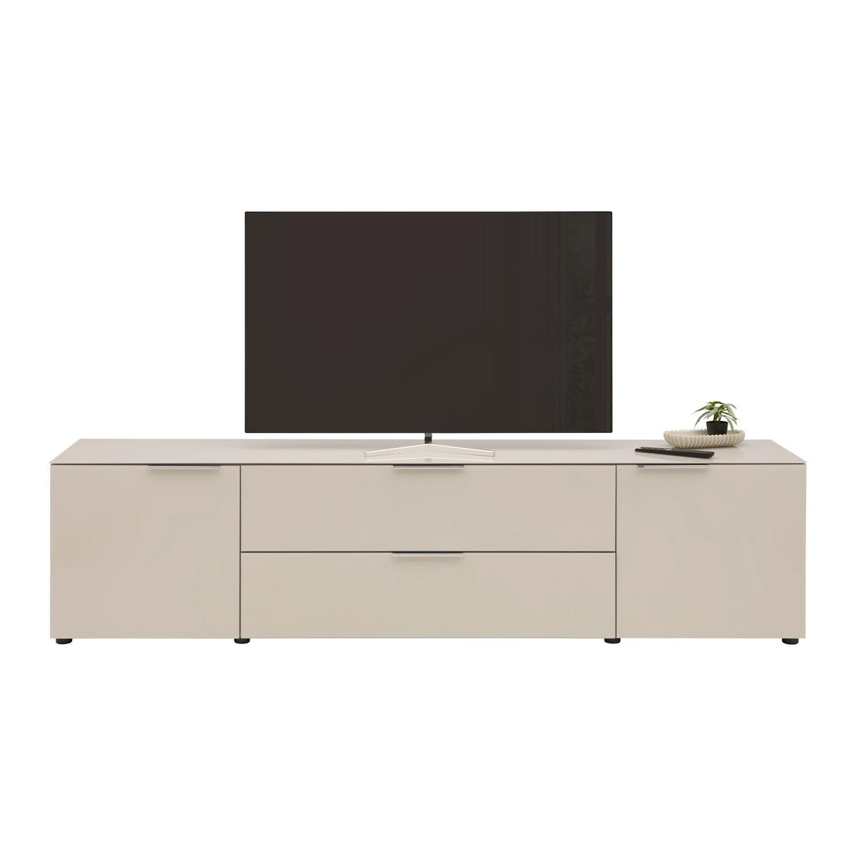 TV komoda SIENA sklo, kašmír - čierna/kašmírová, Modern, kov/kompozitné drevo (226/55/40cm) - Premium Living