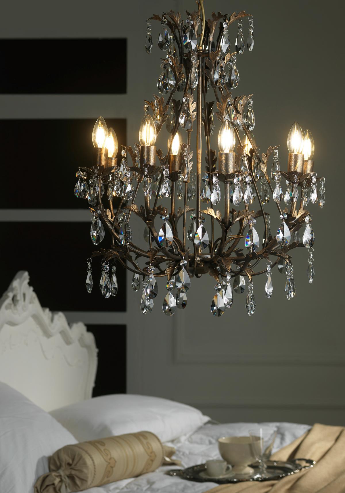 Kristall-Hängeleuchte 4706/8 - Bronzefarben, KONVENTIONELL, Glas/Metall (55/100cm)