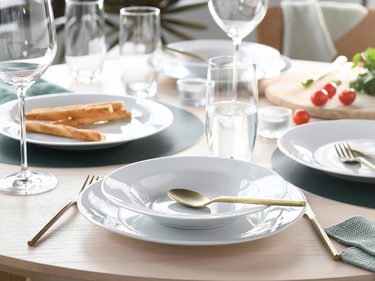 Tafelservice Porzellan, Weiß, 12-Teilig - Weiß, Basics, Keramik - Creatable