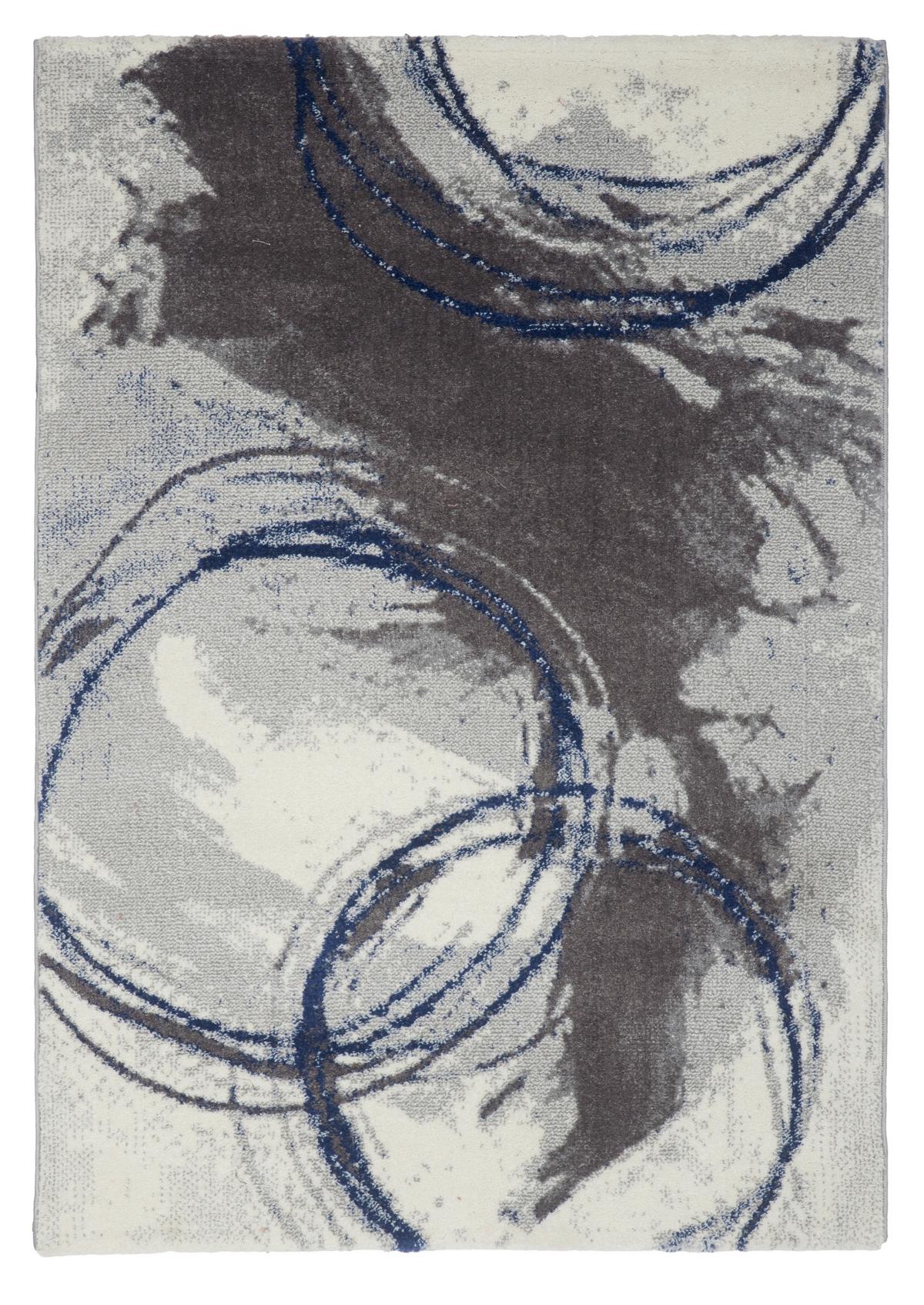 Webteppich Hellgrau/ Navy Mila 80x150 cm - Hellgrau/Dunkelblau, MODERN, Textil (80/150cm) - Ondega