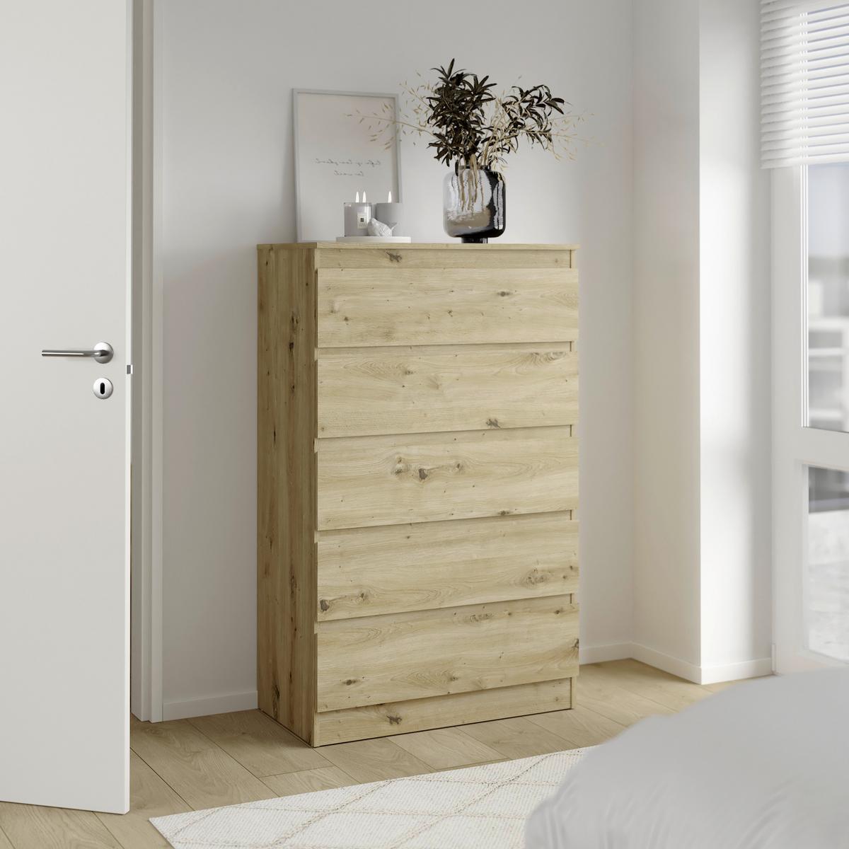 Komoda MARA 5 dekor dub Artisan - dub artisan, Konvenční, dřevo (77/125/42cm) - Mömax