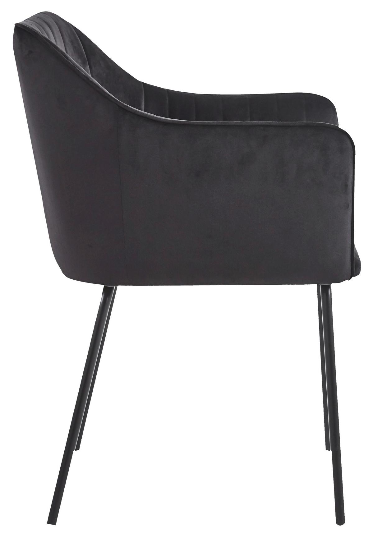 Armlehnstuhl Valia Anthrazit B: 48,5 cm - Anthrazit/Schwarz, Design, Holzwerkstoff/Textil (48,5cm) - MID.YOU