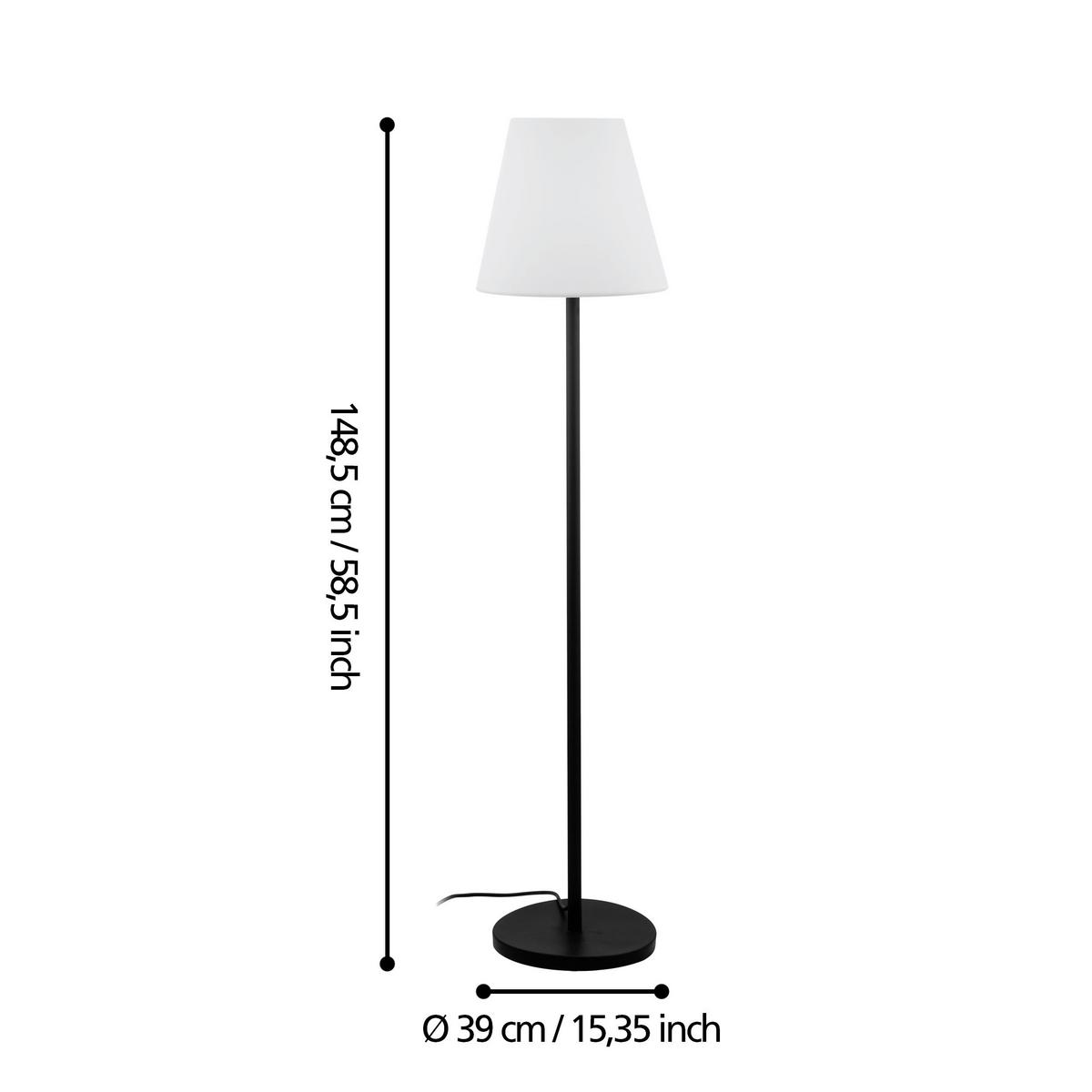 VENKOVNÍ STOJACÍ LAMPA ALGHERA - bílá/černá, Design, plast (39/148,5cm) - Eglo