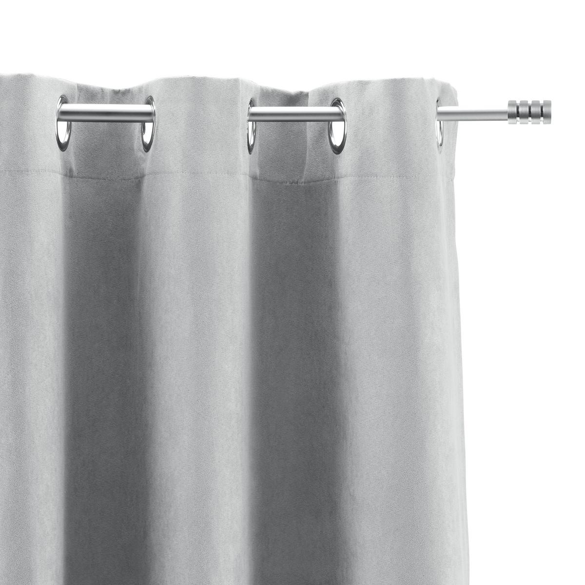 ZÁVES S OČKAMI Velours, 140/245cm, sivá - sivá, Konventionell, textil (140/245cm) - Modern Living