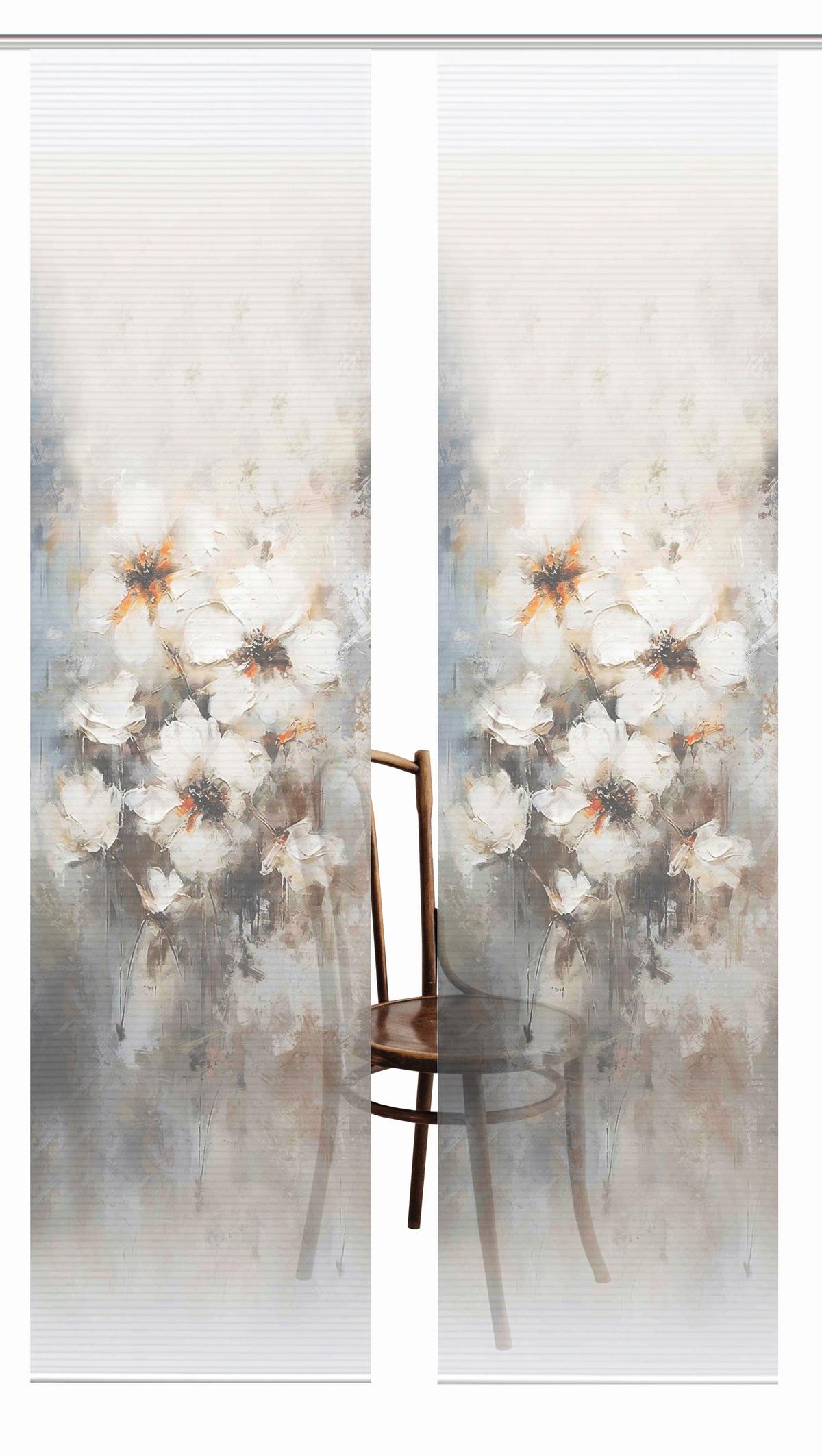 Flächenvorhang Aristea 2er Set - Hellgrau/Naturfarben, Natur, Textil (60/245cm)