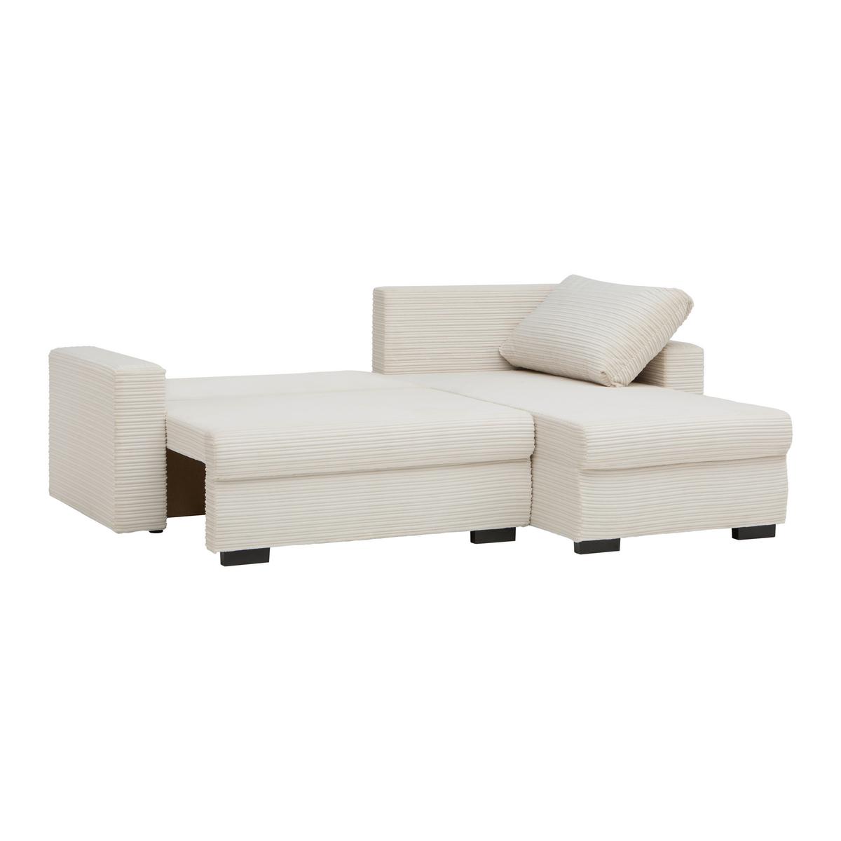 Rohová sedačka GENEVE, oboustranná, béžový manšestr - černá/béžová, Konvenční, textil/plast (225/86/167cm) - Mömax