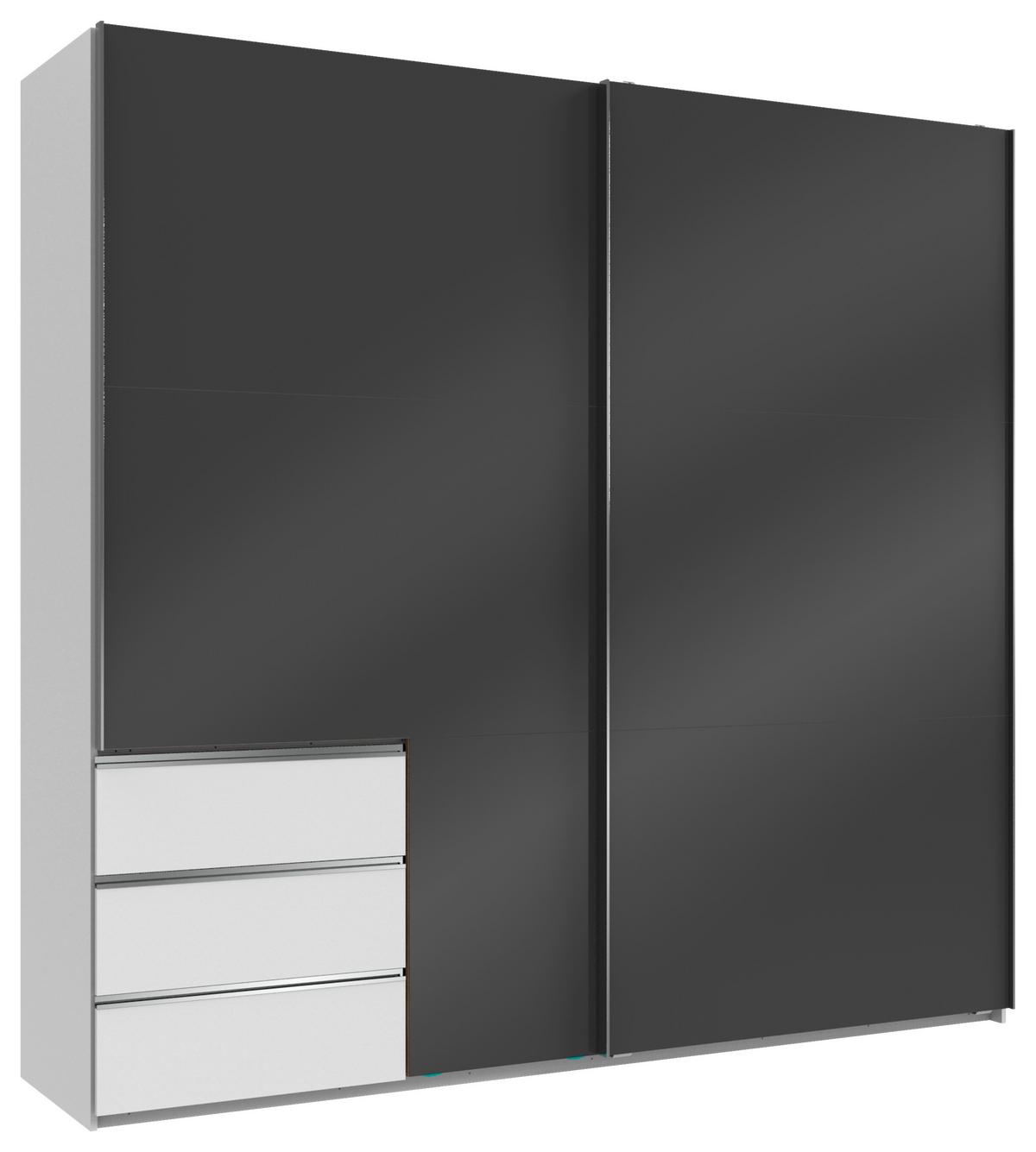 Schwebetürenschrank B: 250 Cm Level Grau/weiß - Weiß/Grau, MODERN, Holzwerkstoff (250/236/65cm) - MID.YOU